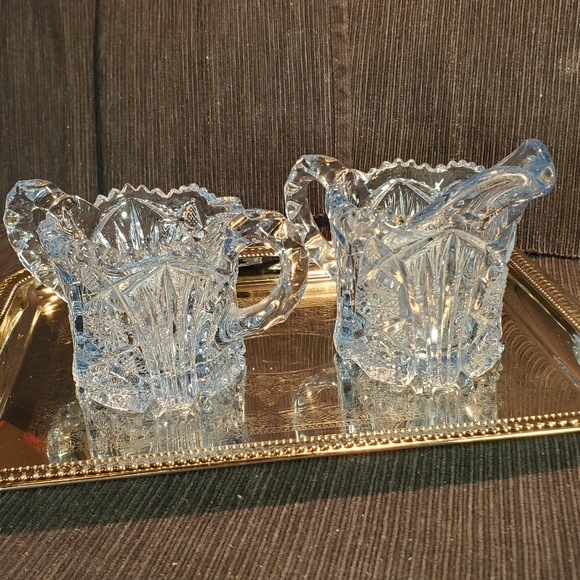 Antique American Brilliant Blue Creamer & Sugar - Picture 3 of 16